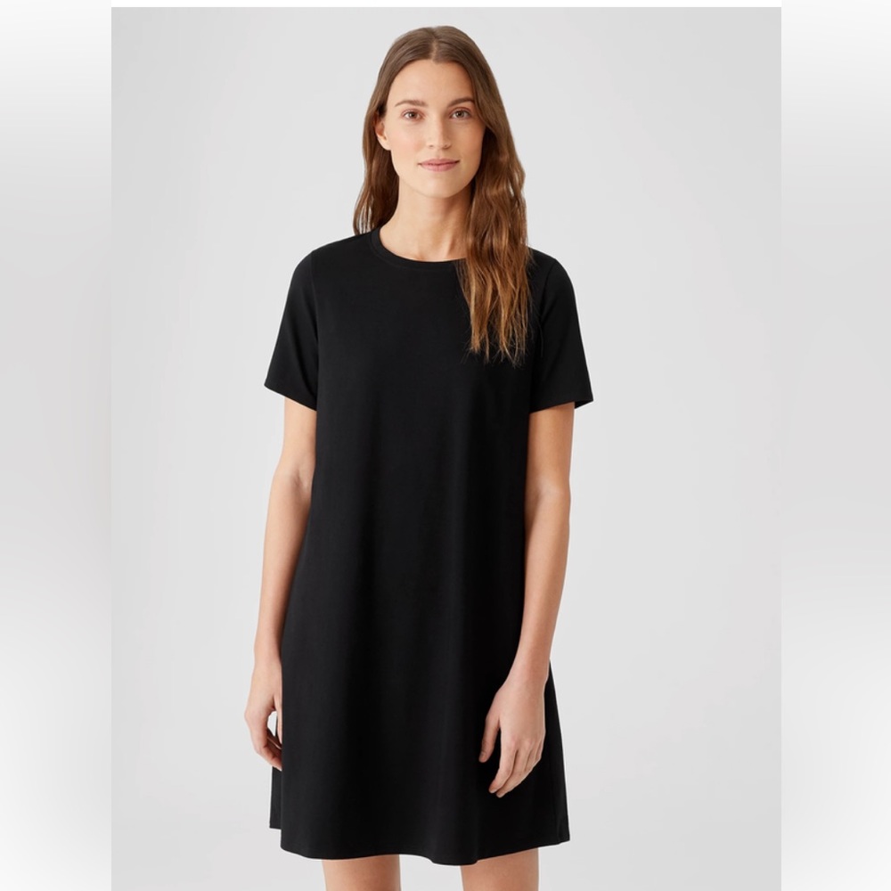 NWOT!  EILEEN FISHER Black Organic Cotton French Terry “Anytime” Dress - sz M
